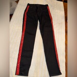 Polo Ralph Lauren Ladies Size 28R Black Red Stripe The Tompkins Skinny Jeans